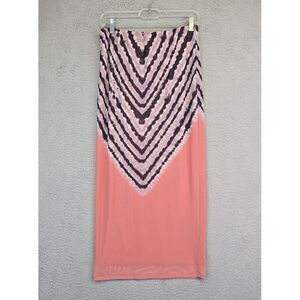 AFRM Felix Skirt Womens M Coral Pencil Power Mesh Tie Dye Stretch Midi Boho Indy